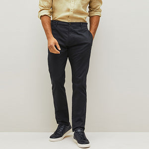 Navy Blue Slim Fit Premium Laundered Stretch Chinos Trousers