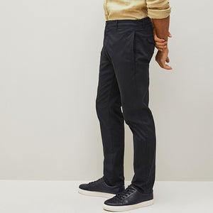 Navy Blue Slim Fit Premium Laundered Stretch Chinos Trousers