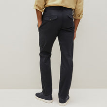 Load image into Gallery viewer, Navy Blue Slim Fit Premium Laundered Stretch Chinos Trousers
