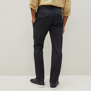 Navy Blue Slim Fit Premium Laundered Stretch Chinos Trousers