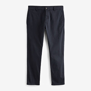 Navy Blue Slim Fit Premium Laundered Stretch Chinos Trousers