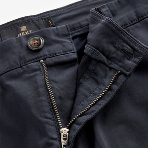 Navy Blue Slim Fit Premium Laundered Stretch Chinos Trousers