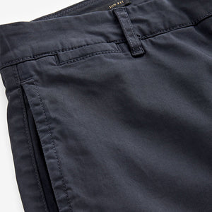 Navy Blue Slim Fit Premium Laundered Stretch Chinos Trousers