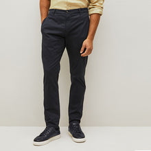 Load image into Gallery viewer, Navy Blue Slim Fit Premium Laundered Stretch Chinos Trousers
