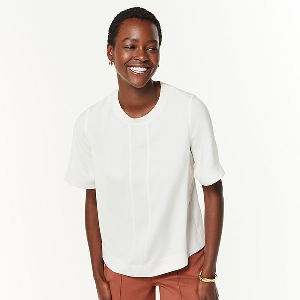 Ivory Short Sleeve Crew Neck Top