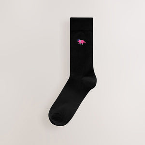 Bright Dinosaur Fun Embroidered Socks 8 Pack