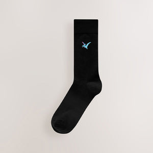 Bright Dinosaur Fun Embroidered Socks 8 Pack