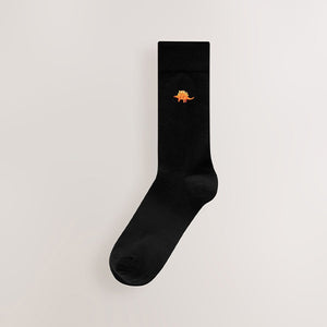 Bright Dinosaur Fun Embroidered Socks 8 Pack
