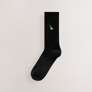 Bright Dinosaur Fun Embroidered Socks 8 Pack
