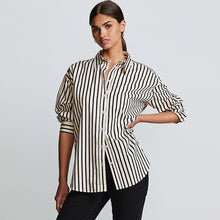 Load image into Gallery viewer, Black/White Stripe Oversized Shirt
