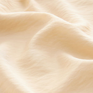 Cream Long Sleeve Textured Overhead V-Neck Blouse