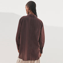 Load image into Gallery viewer, Brown Rose Sheer Long Sleeve Oversized Shirt
