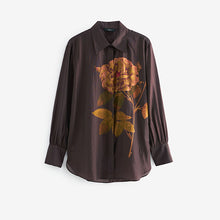 Load image into Gallery viewer, Brown Rose Sheer Long Sleeve Oversized Shirt
