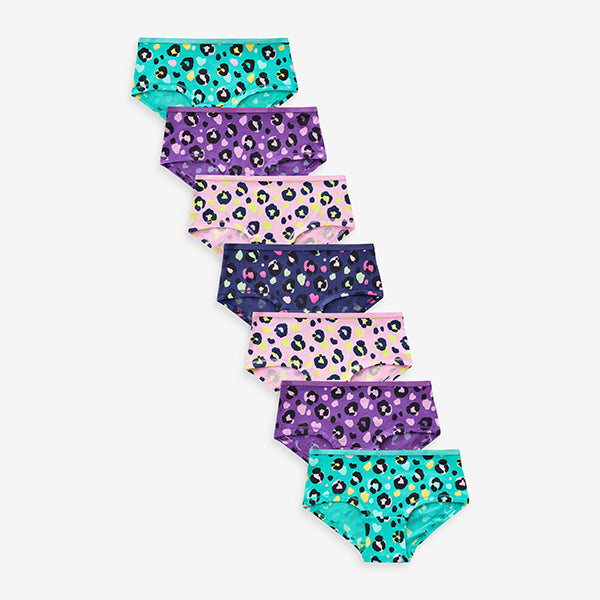 Pink/Purple Animal Print Hipsters 7 Pack (3-12yrs)
