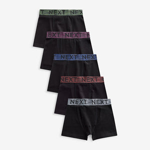 Black Autumn Waistbands Trunks 5 Pack (5-12yrs)