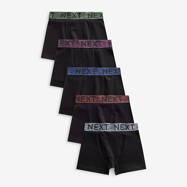 Black Autumn Waistbands Trunks 5 Pack (5-12yrs)
