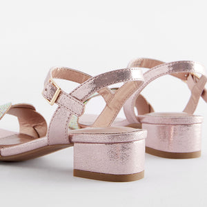 Rose Gold Twist Heeled Sandals