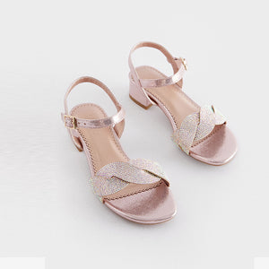 Rose Gold Twist Heeled Sandals