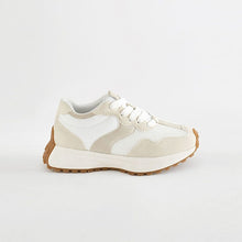 Load image into Gallery viewer, White Neutral Lace-Up Chunky Trainers

