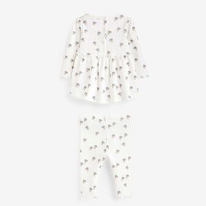 Blue/White Daisy Peplum Baby Top And Leggings Set