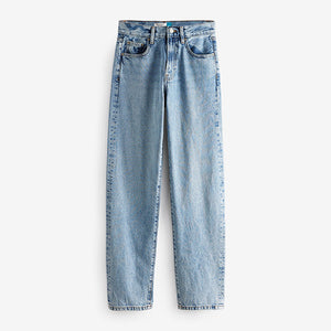 Mid Blue Rigid Straight Leg Jeans