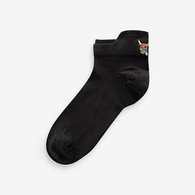 Load image into Gallery viewer, Neutral / Hamish the Highland Cow Embroidered Motif Trainers Socks 4 Pack
