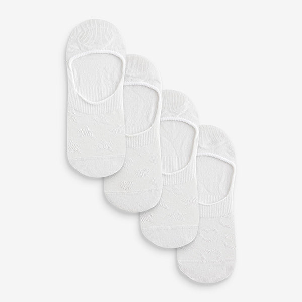 White Heart/Star Textured Low Cut Invsible Trainer Socks 4 Pack