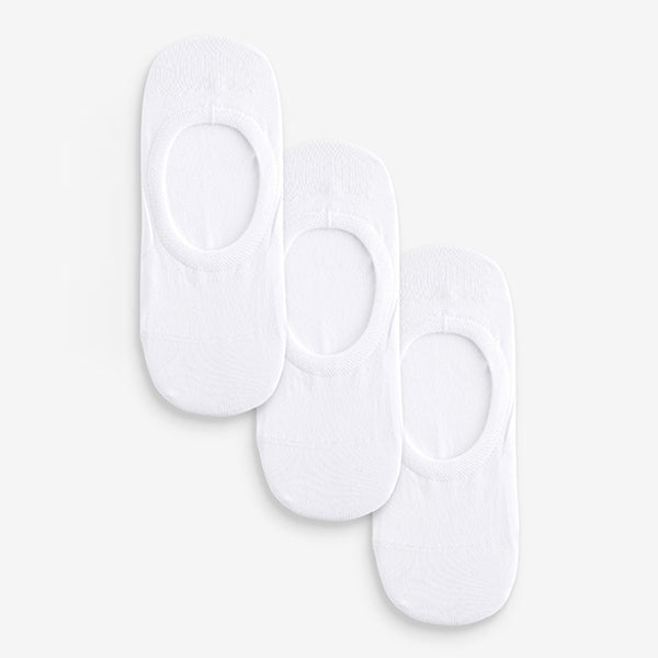 White Invisible Trainer Socks 3 Pack