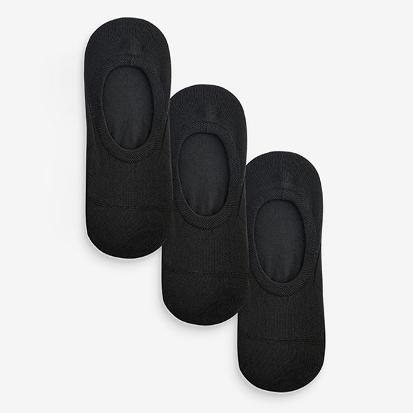 Black Invisible Trainer Socks 3 Pack