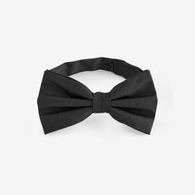 Load image into Gallery viewer, Black Plain Silk Bow Tie
