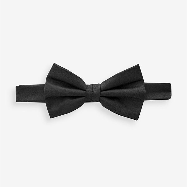 Black Plain Silk Bow Tie