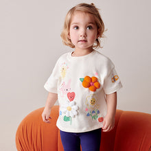 Load image into Gallery viewer, White Flower Short Sleeve Padded Applique 100% Cotton T-Shirt (3mths-5-6yrs)
