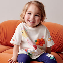 Load image into Gallery viewer, White Flower Short Sleeve Padded Applique 100% Cotton T-Shirt (3mths-5-6yrs)
