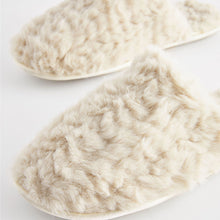 Load image into Gallery viewer, Neutral Faux Fur Mule Slippers
