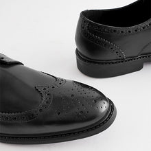 Load image into Gallery viewer, Black Standard Fit Leather Derby Brogues
