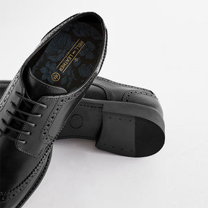 Black Standard Fit Leather Derby Brogues