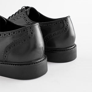 Black Standard Fit Leather Derby Brogues