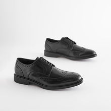 Load image into Gallery viewer, Black Standard Fit Leather Derby Brogues
