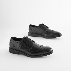 Black Standard Fit Leather Derby Brogues