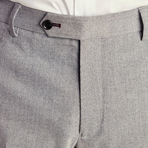 Grey Slim Fit Herringbone Suit Trousers