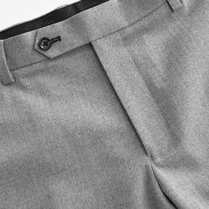 Grey Slim Fit Herringbone Suit Trousers