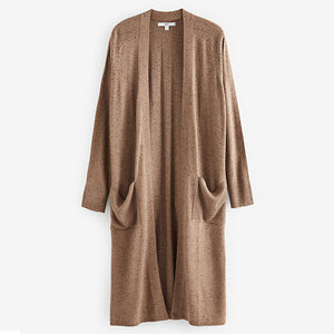 Camel Brown Longline Cardigan