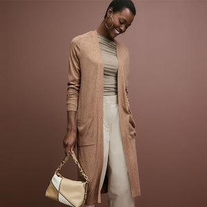 Camel Brown Longline Cardigan
