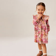 Load image into Gallery viewer, Pink 100% Cotton Long Sleeve Collar Dress (3mths-6yrs)
