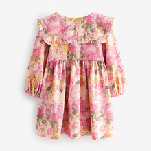 Load image into Gallery viewer, Pink 100% Cotton Long Sleeve Collar Dress (3mths-6yrs)
