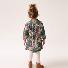 Load image into Gallery viewer, Green 100% Cotton Long Sleeve Collar Dress (6mths-5yrs)
