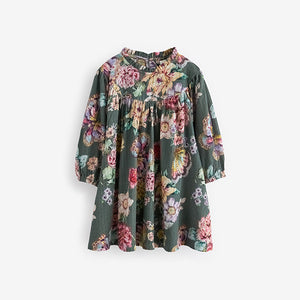 Green 100% Cotton Long Sleeve Collar Dress (6mths-5yrs)