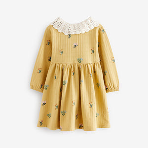 Lime Green 100% Cotton Long Sleeve Collar Dress (3mths-6yrs)