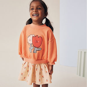 Peach Pink Long Sleeve Sweat Dress (3mths-6yrs)