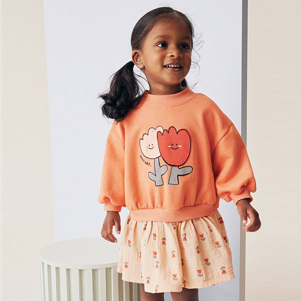 Peach Pink Long Sleeve Sweat Dress (3mths-6yrs)